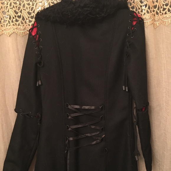 HEAVY RED “Stitched” Duster Button-up Coat Sz Sm - Picture 2 of 7